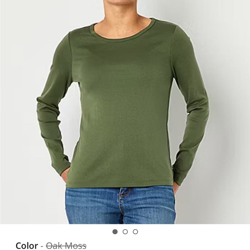 St. John's Bay Womens Crew Neck Long Sleeve T-Shirt Size L
